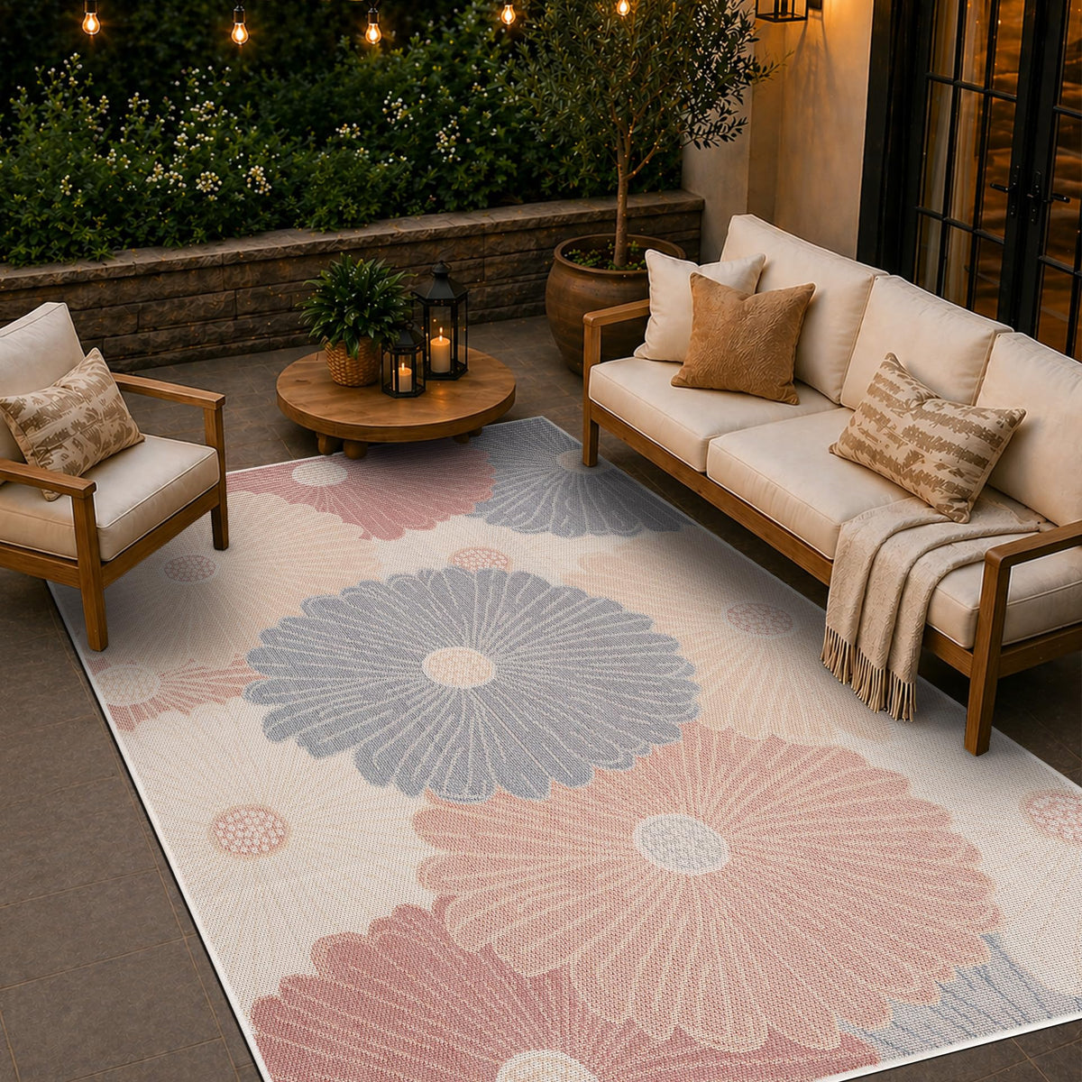 Loom&Crate Washable Indoor Outdoor Area Rug 12x15, Patio Rug, Red Orven