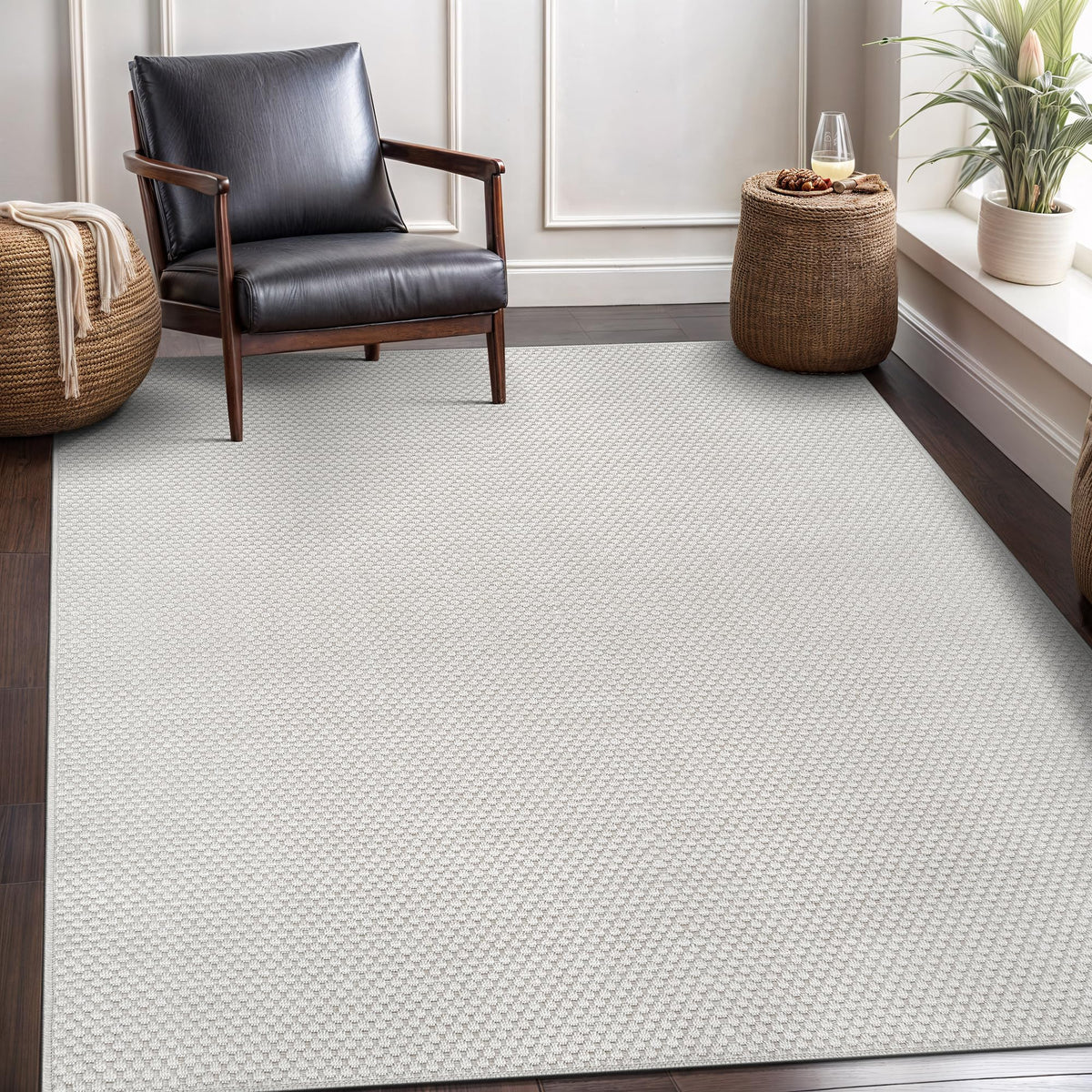 CAMILSON Easy Jute Rug 10x14, Indoor Outdoor Natural Color Fiber Area Rugs for Living Room Patio and Kitchen Rug, Sisal Boho Woven Design, Easy-Cleaning, Washable Outside Carpet Alfombras (10 x 14)