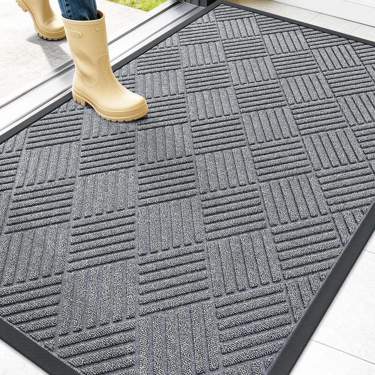 OLANLY Front Door Mat Outside Entrance, Waterproof Heavy-Duty Doormat
