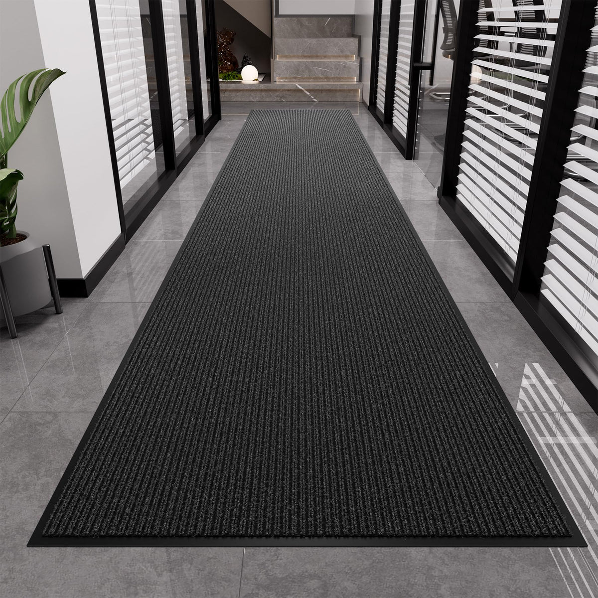 Front Door Mat, 3' x 5' Heavy Duty Door Mat Outside Entrance, Non-Slip Welcome Mat, Absorbent & Dirt Resistant, Low Profile Large Door Mats, Commercial Rugs for Entryway Indoor Outdoor, Grey