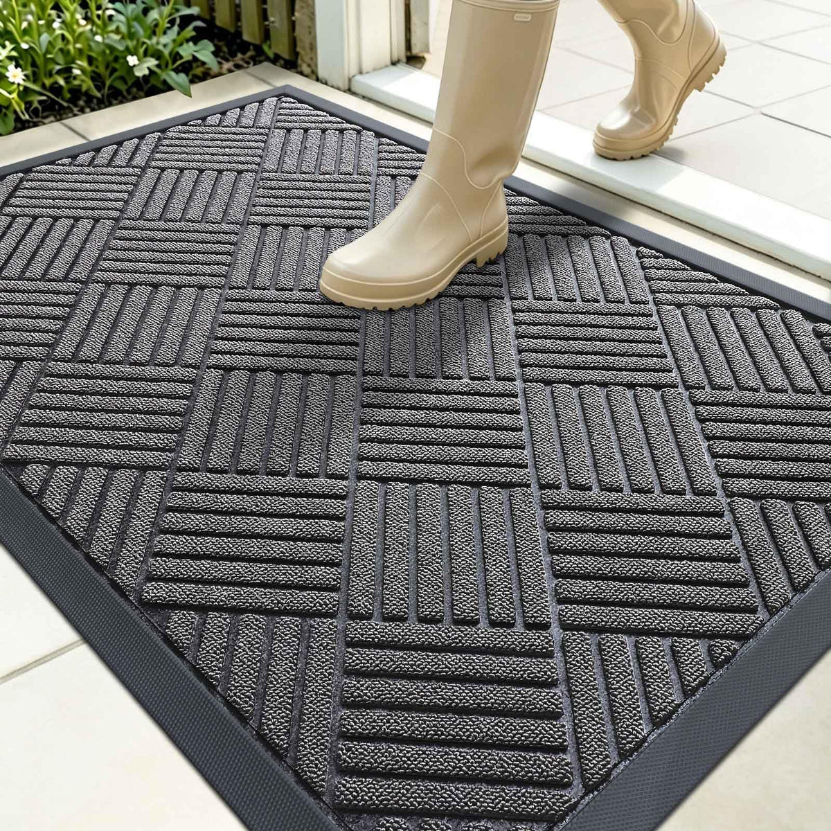 OLANLY Front Door Mat Outside Entrance, Waterproof Heavy-Duty Doormat