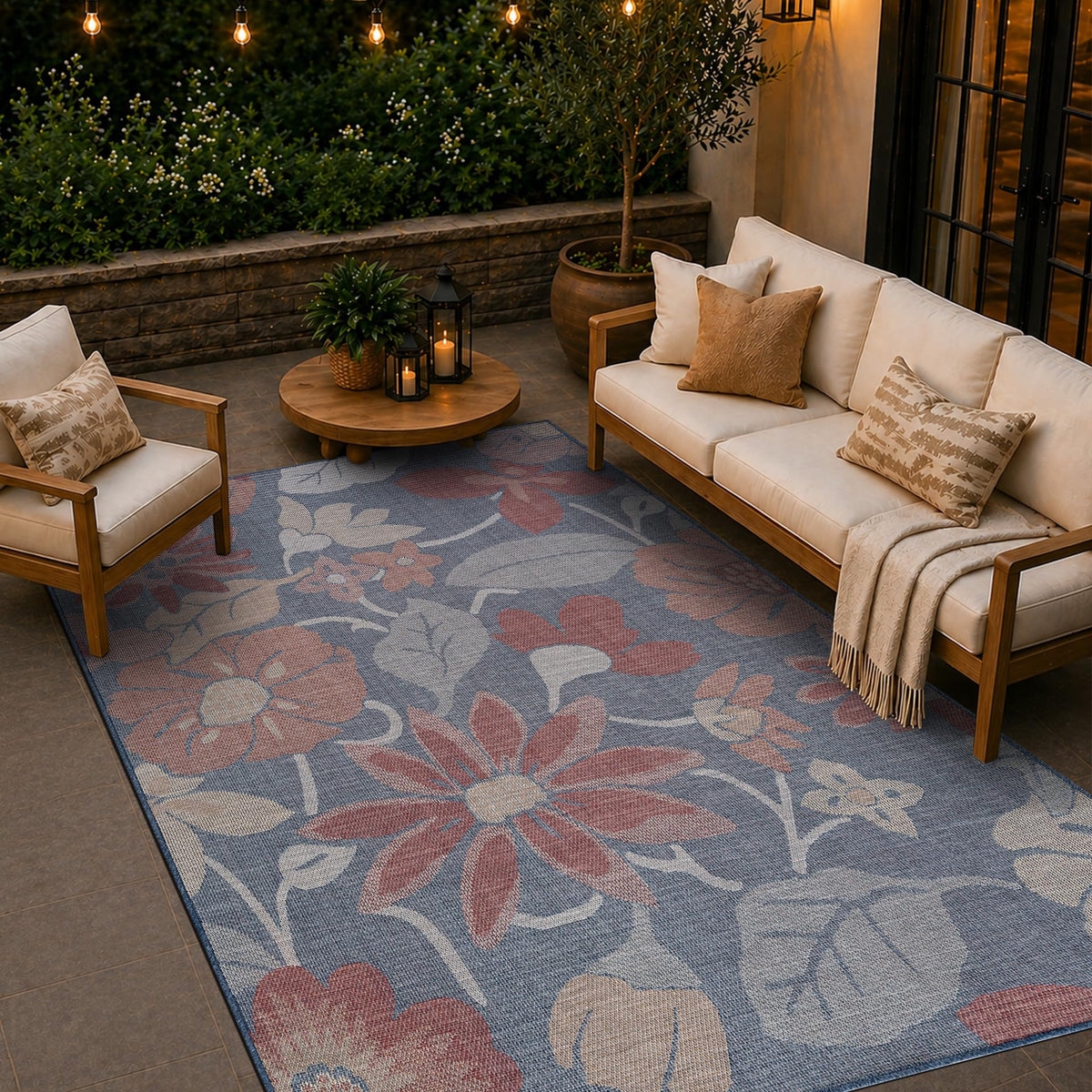 Loom&Crate Washable Indoor Outdoor Area Rug 12x15, Patio Rug, Red Orven