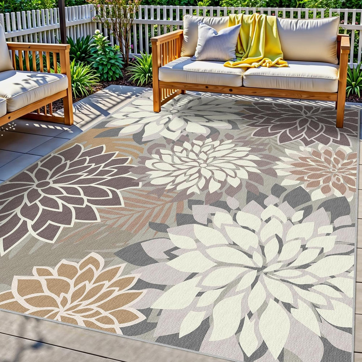 Arenarug Outdoor Rug Waterproof, Washable Patio Rug for Deck, 5x8, Colorful