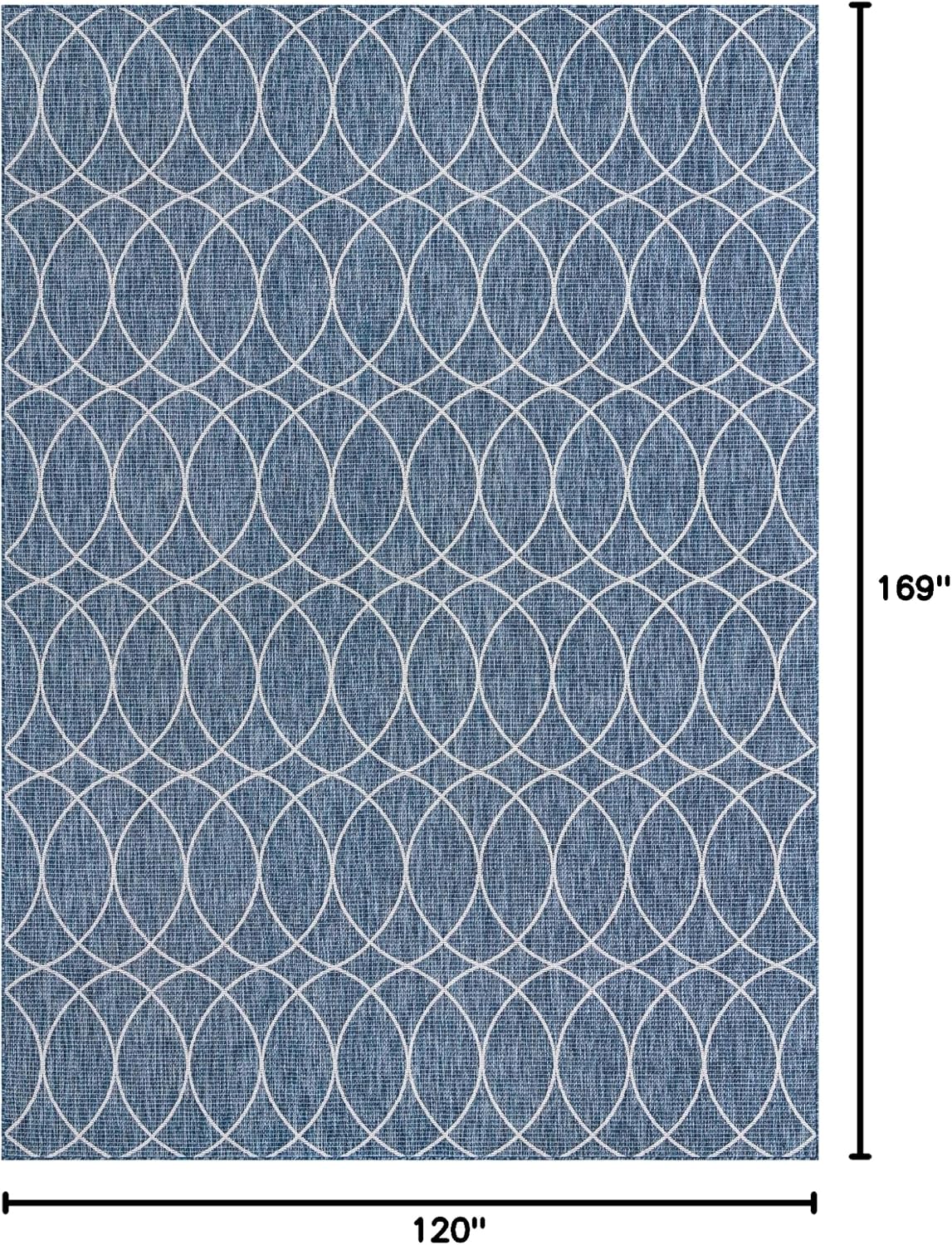 Unique Loom Outdoor Trellis Collection Area Rug - Gitter (10' x 14' 1" Rectangle, Blue/ Ivory)