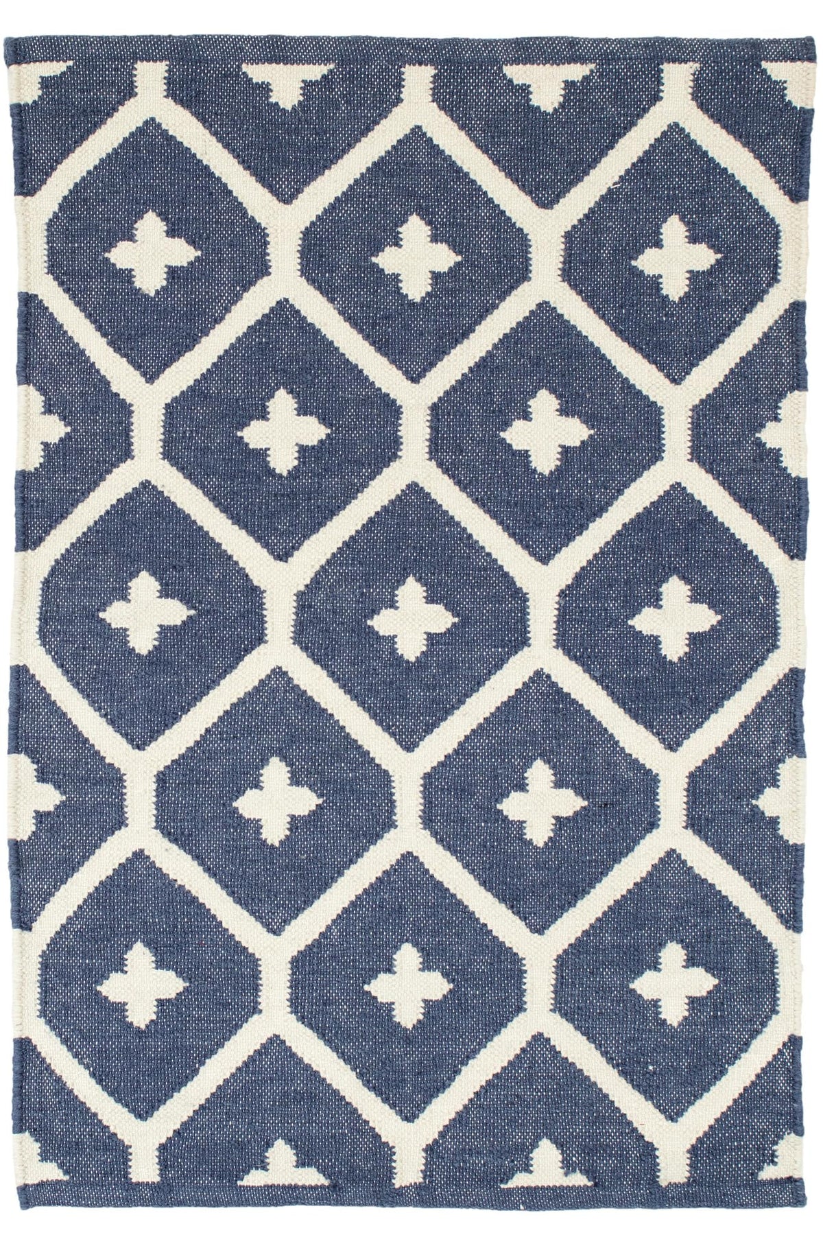 Dash & Albert Coastal Blue Geometric Handwoven Indoor/Outdoor Rug, 3'x5'