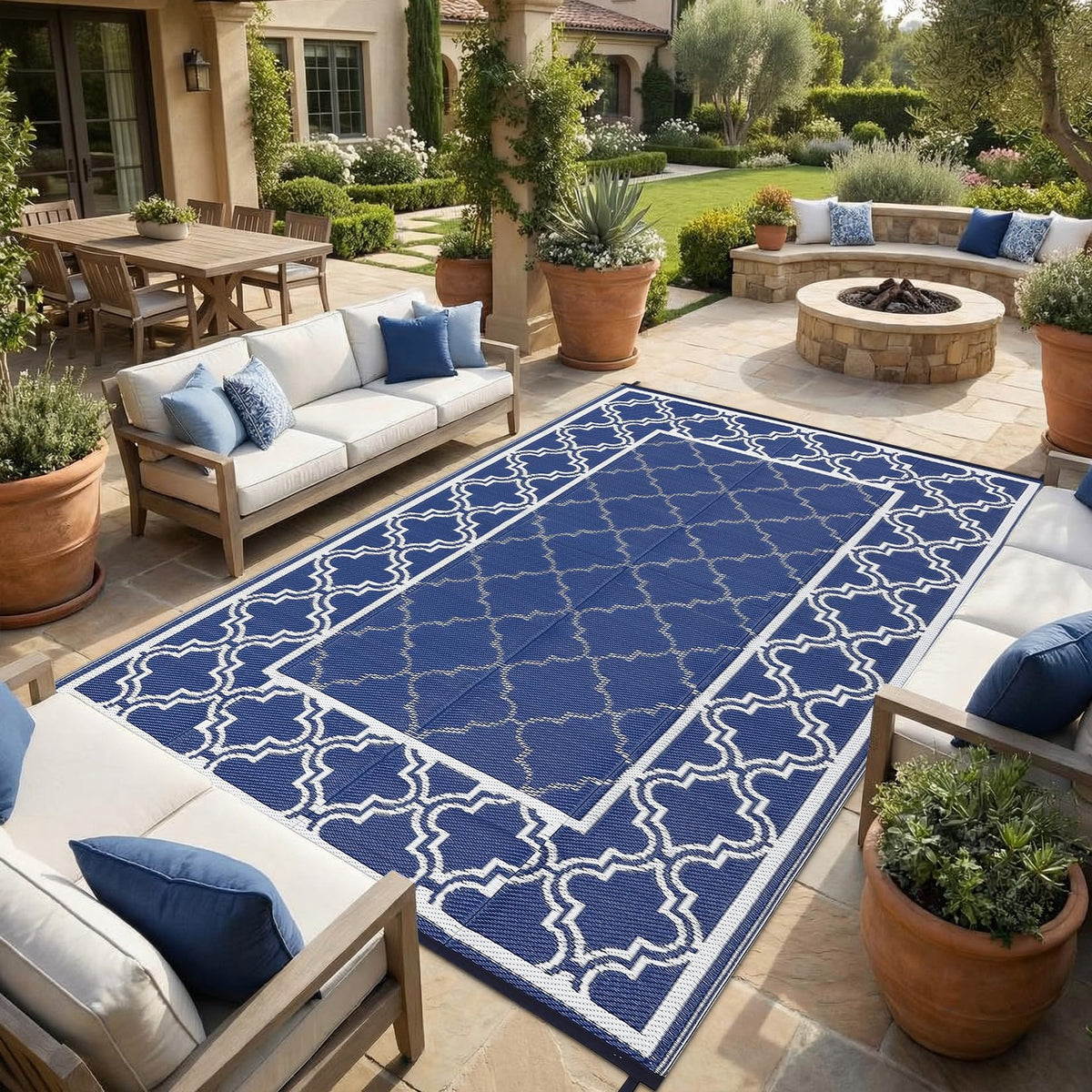 Garvee Reversible Outdoor Rug 6x9, Waterproof Outdoor Plastic Rug, Porch