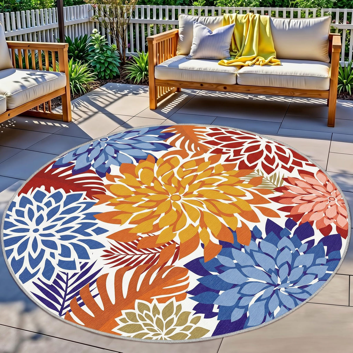 Arenarug Outdoor Rug Waterproof, Washable Patio Rug for Deck, 5x8, Colorful