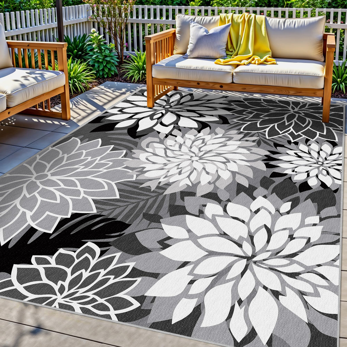 Arenarug Outdoor Rug Waterproof, Washable Patio Rug for Deck, 5x8, Colorful