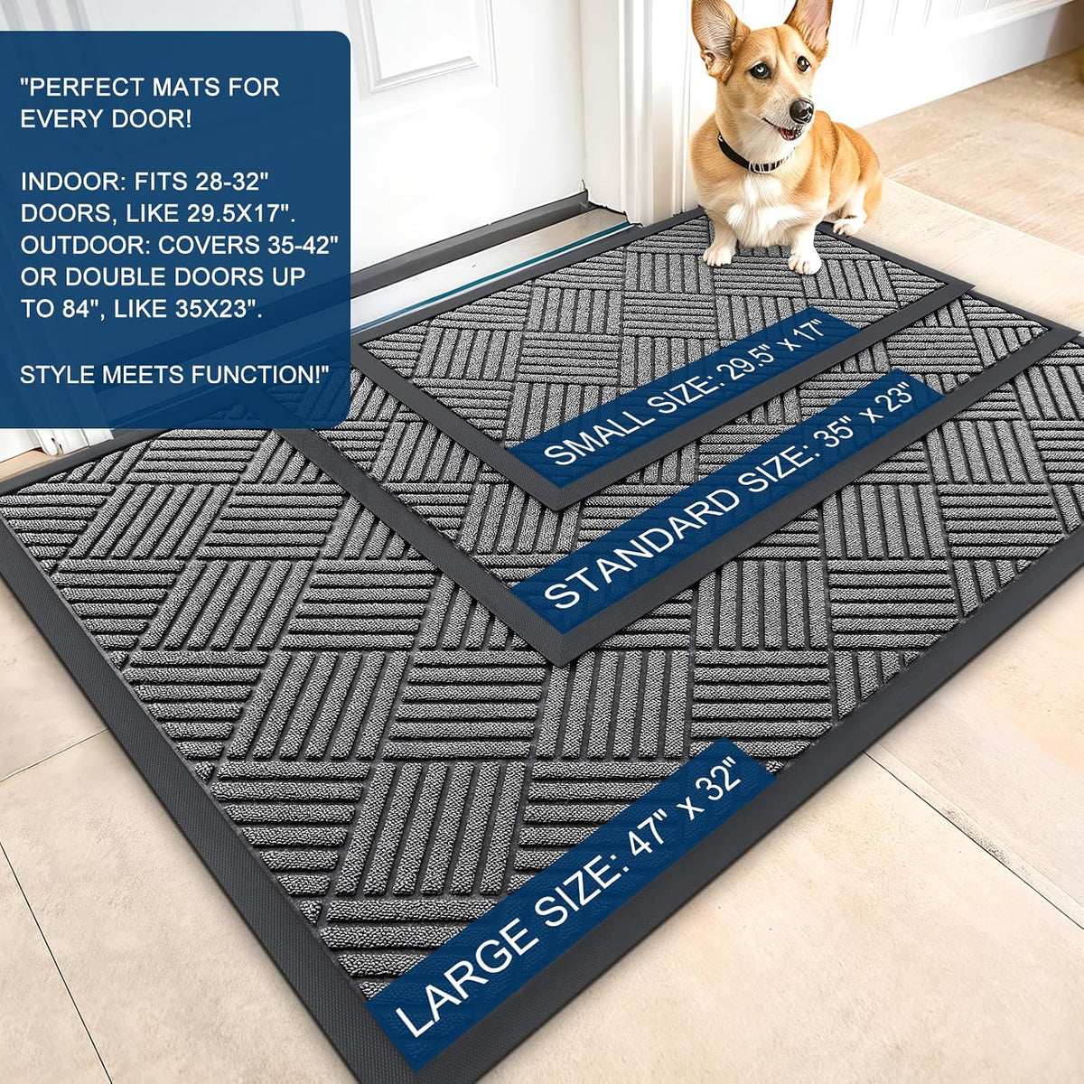 OLANLY Front Door Mat Outside Entrance, Waterproof Heavy-Duty Doormat