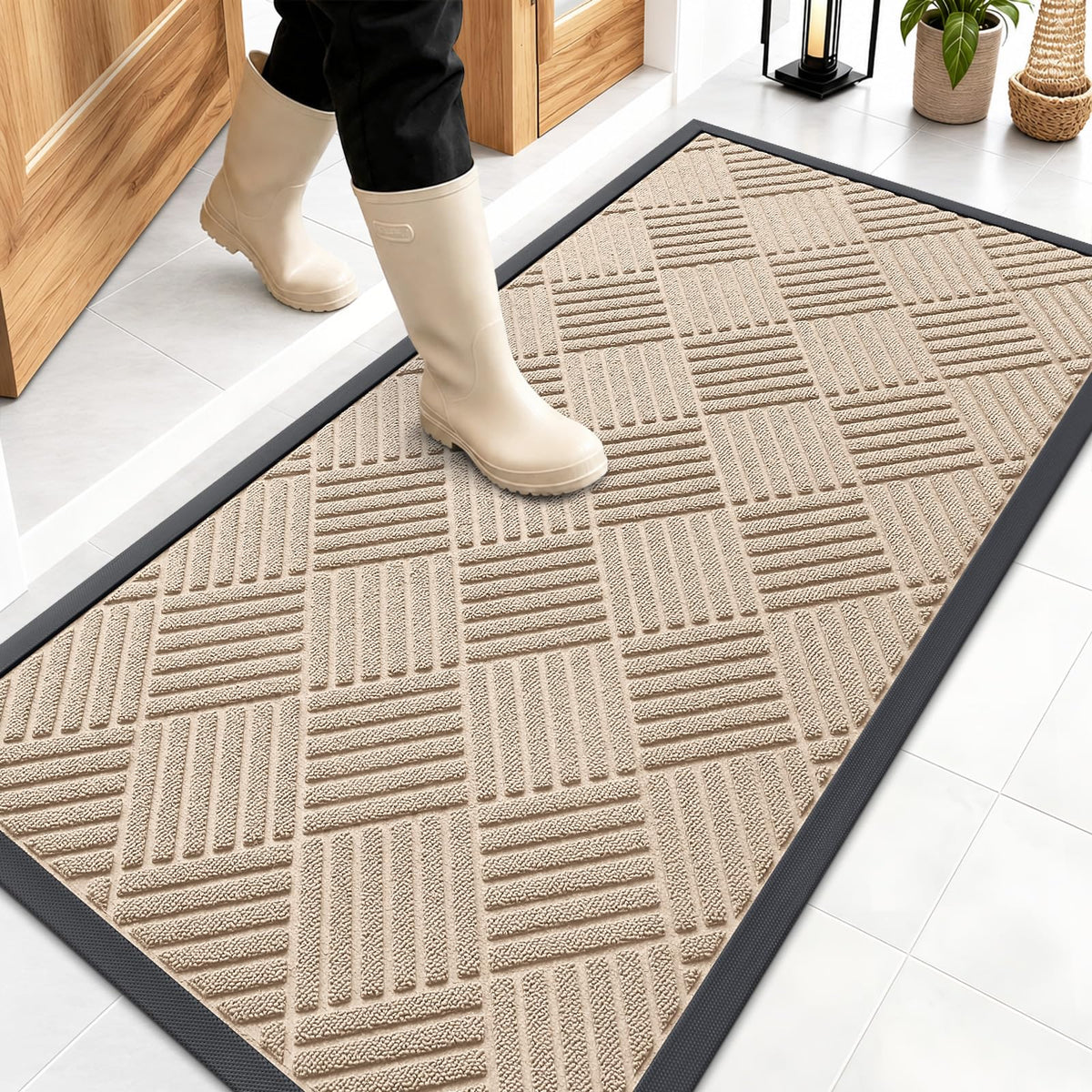 OLANLY Front Door Mat Outside Entrance, Waterproof Heavy-Duty Doormat