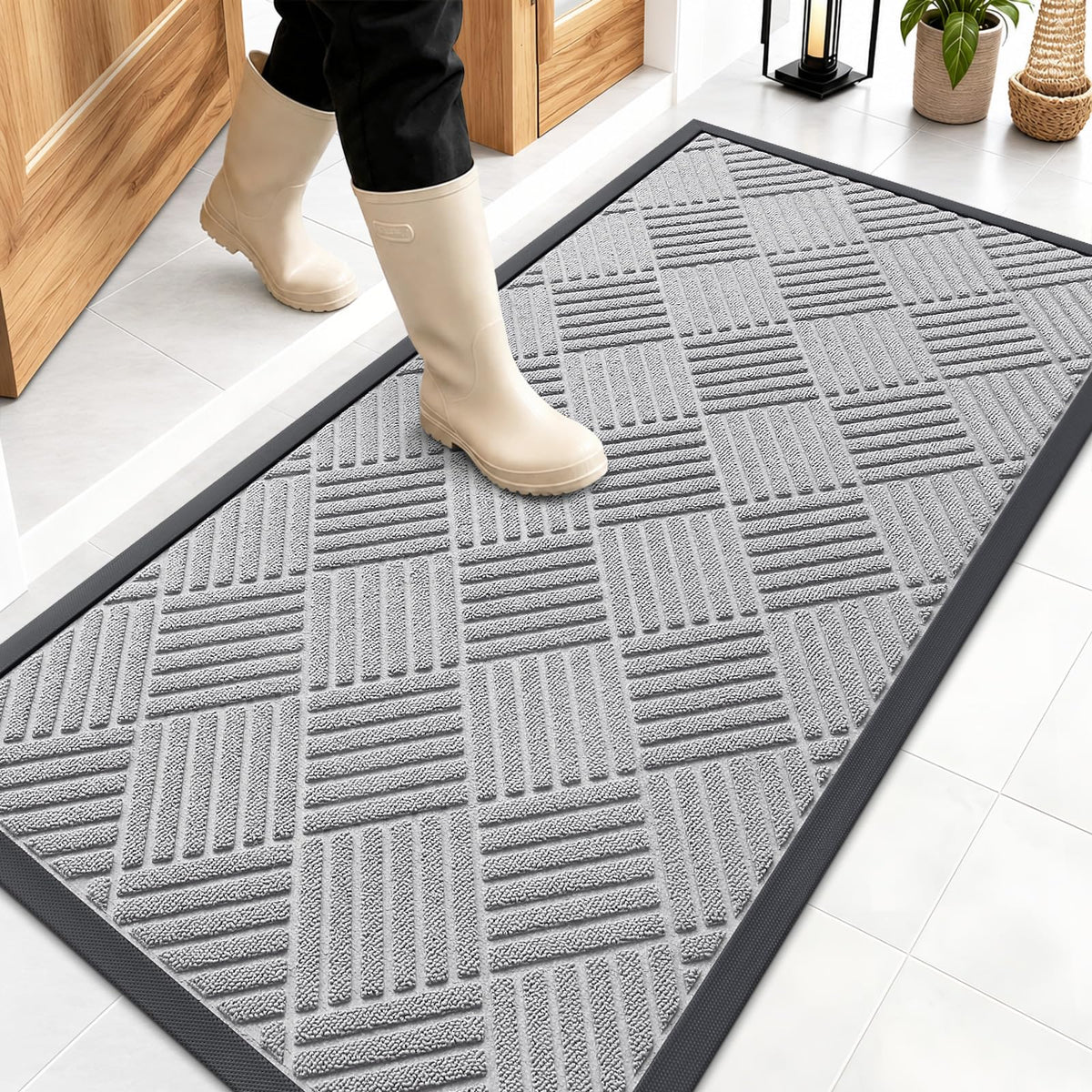 OLANLY Front Door Mat Outside Entrance, Waterproof Heavy-Duty Doormat