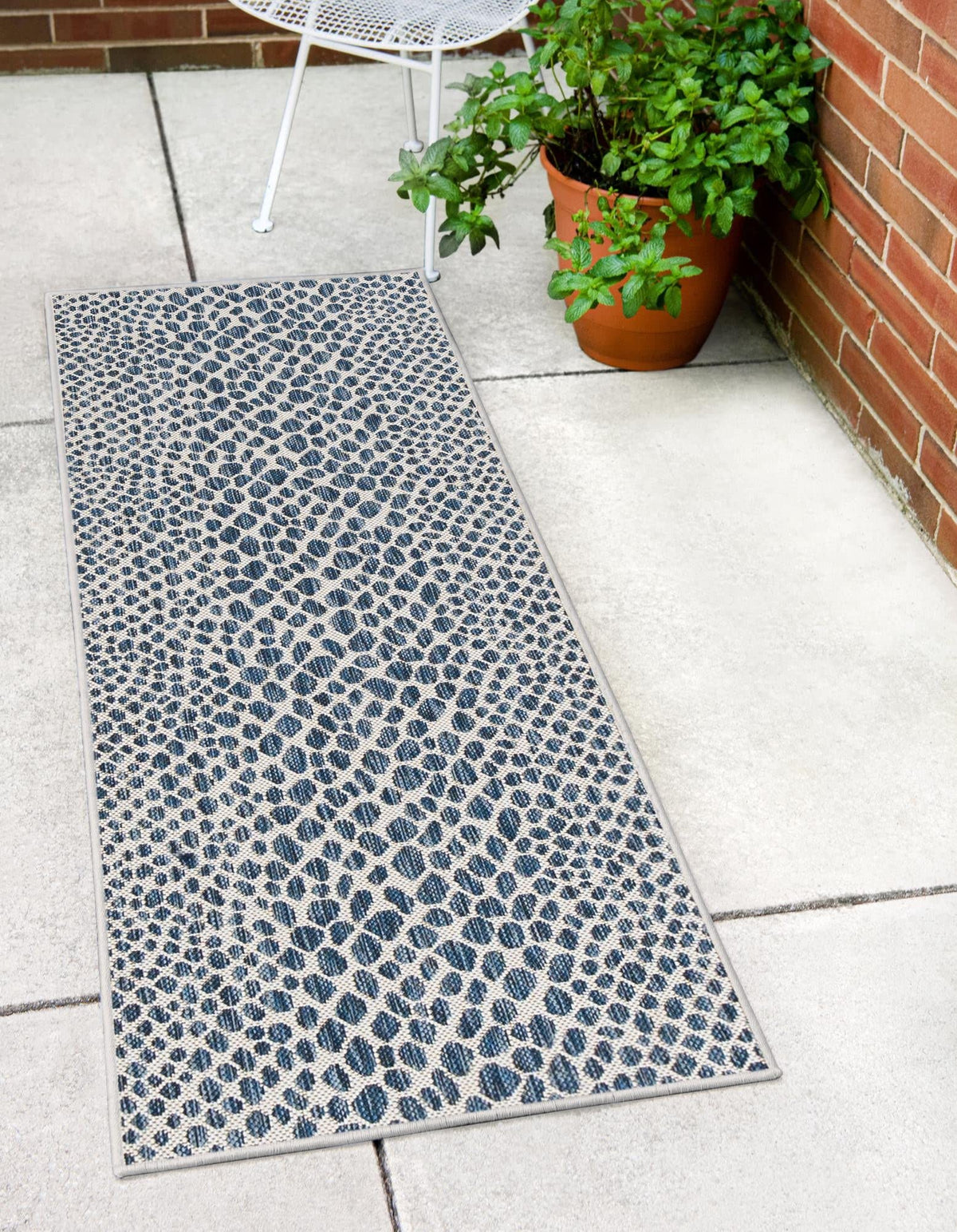 Unique Loom Outdoor Collection Area Rug - Cape Town (9' x 12' Rectangle, Blue/Ivory)