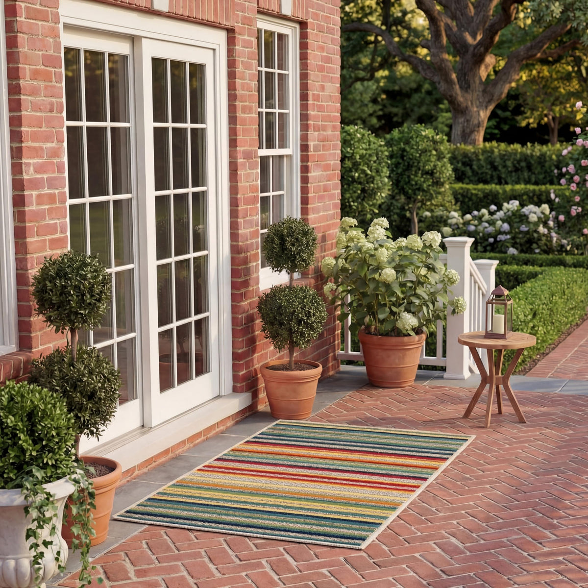 SAFAVIEH Washable Rug Outdoor Cabana Collection - 8' x 10', Ivory & Green, Non-Shedding & Easy to Clean, Ideal for Patio, Backyard, Mudroom (CBN323A)