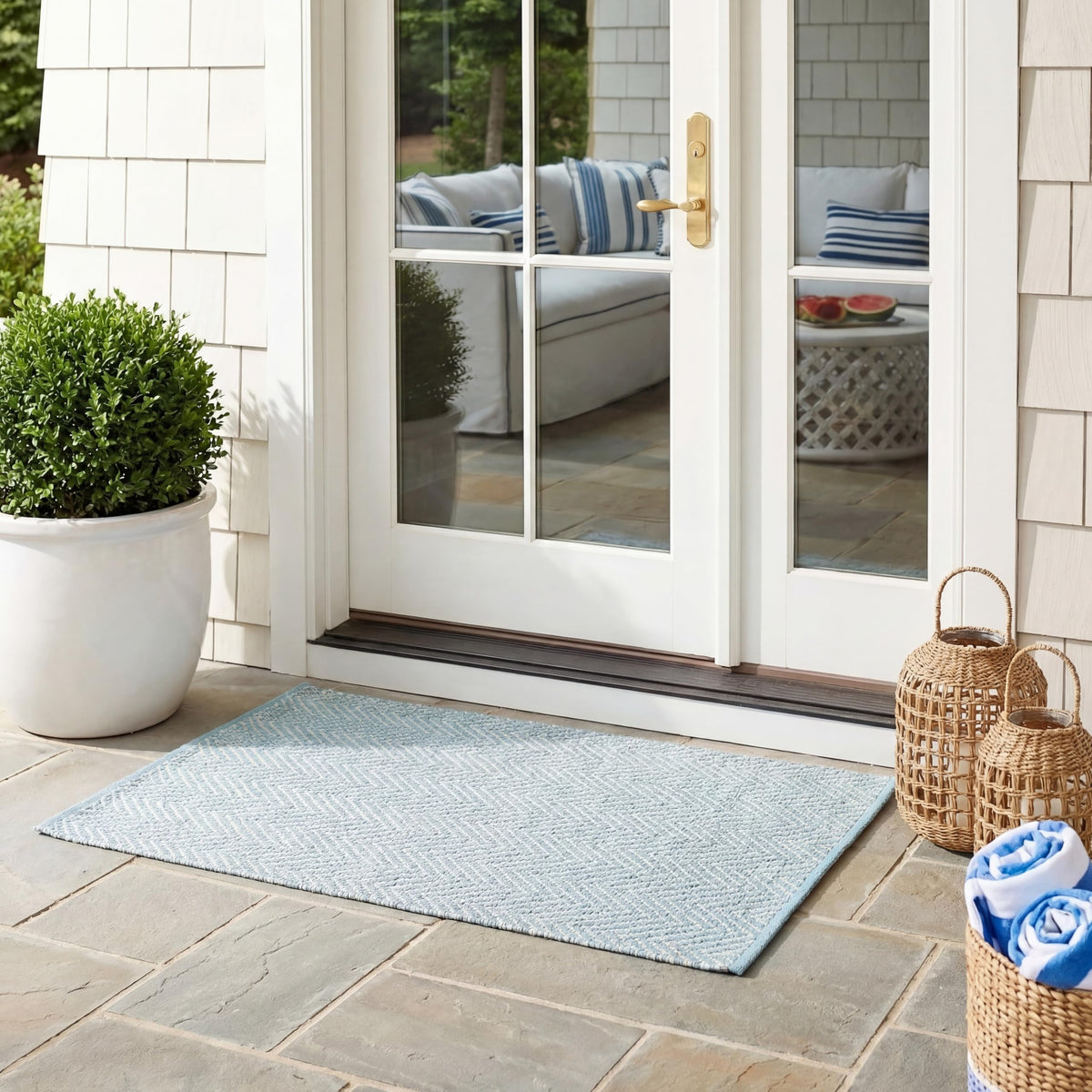 SAFAVIEH Courtyard Outdoor Area Rug 5'3"x7'7", Natural & Cream CY8022-03012