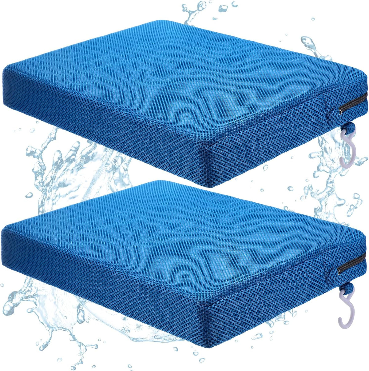 Leinuosen 2 Pcs Shower Seat Cushion with Non Slip Silicone Bottom 4d Mesh Pad Waterproof Shower Chair Cushion Bathtub Pad Bath Pillow Seat Mat Washable Fast Drying for Elderly Disabled(Blue)