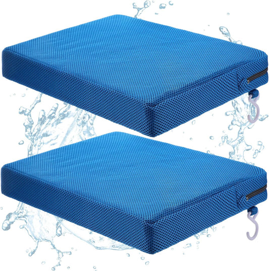 Leinuosen 2 Pcs Shower Seat Cushion with Non Slip Silicone Bottom 4d Mesh Pad Waterproof Shower Chair Cushion Bathtub Pad Bath Pillow Seat Mat Washable Fast Drying for Elderly Disabled(Blue)