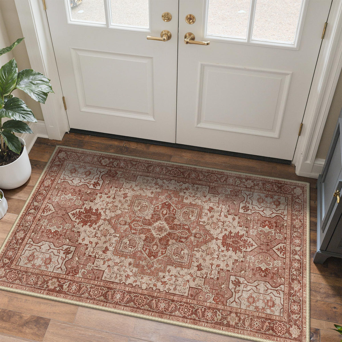 GENIMO 5x8 Outdoor Rug, Washable for Patio and Deck, Light Blue