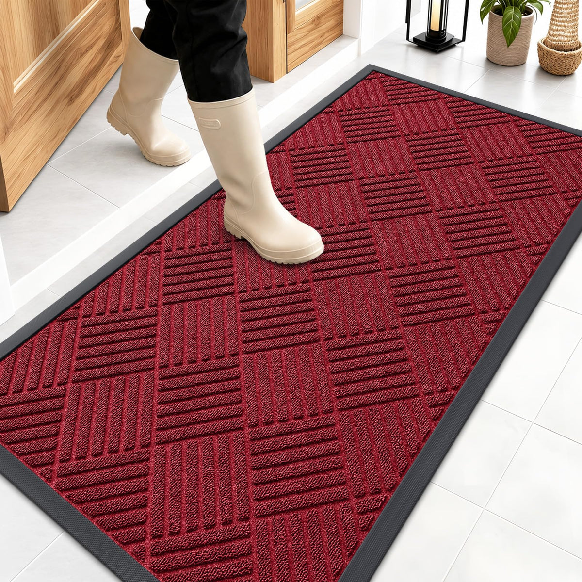 OLANLY Front Door Mat Outside Entrance, Waterproof Heavy-Duty Doormat