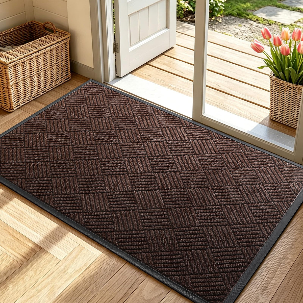 Front Door Mat, Heavy Duty Non-Slip Doormat 29.5"x17", Grey
