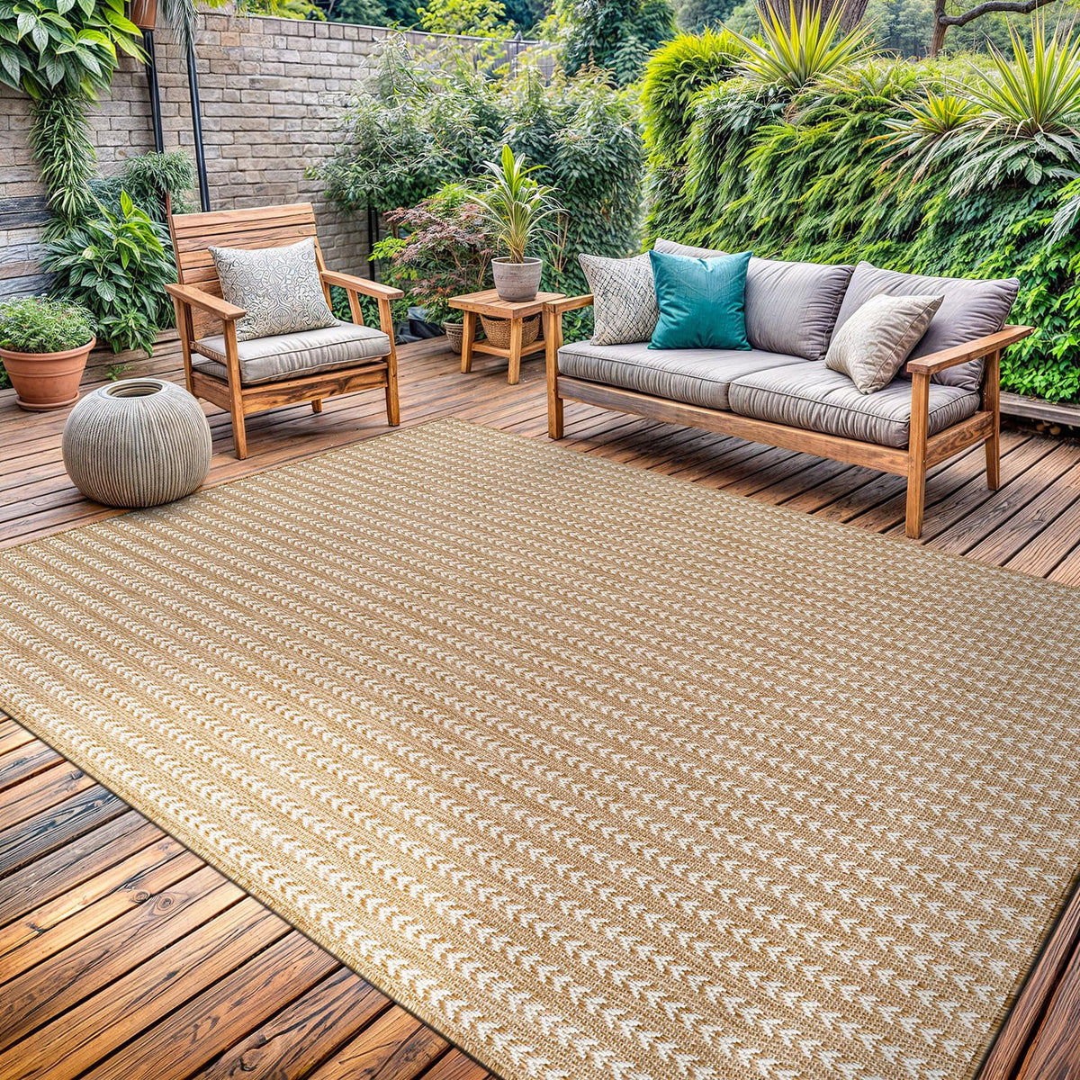 Washable Outdoor Rug 8x10 Modern Area Rugs Outdoor Carpets Bordered Pattern Non Shedding Waterproof Easy Clean Patio Deck Porch Living Room Bedroom Garden RV (8 X 10 Blue)