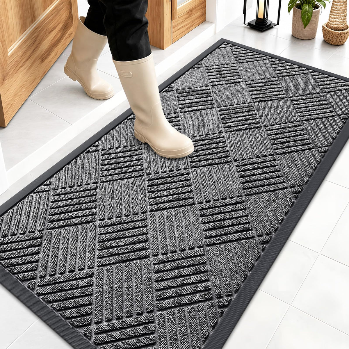 OLANLY Front Door Mat Outside Entrance, Waterproof Heavy-Duty Doormat