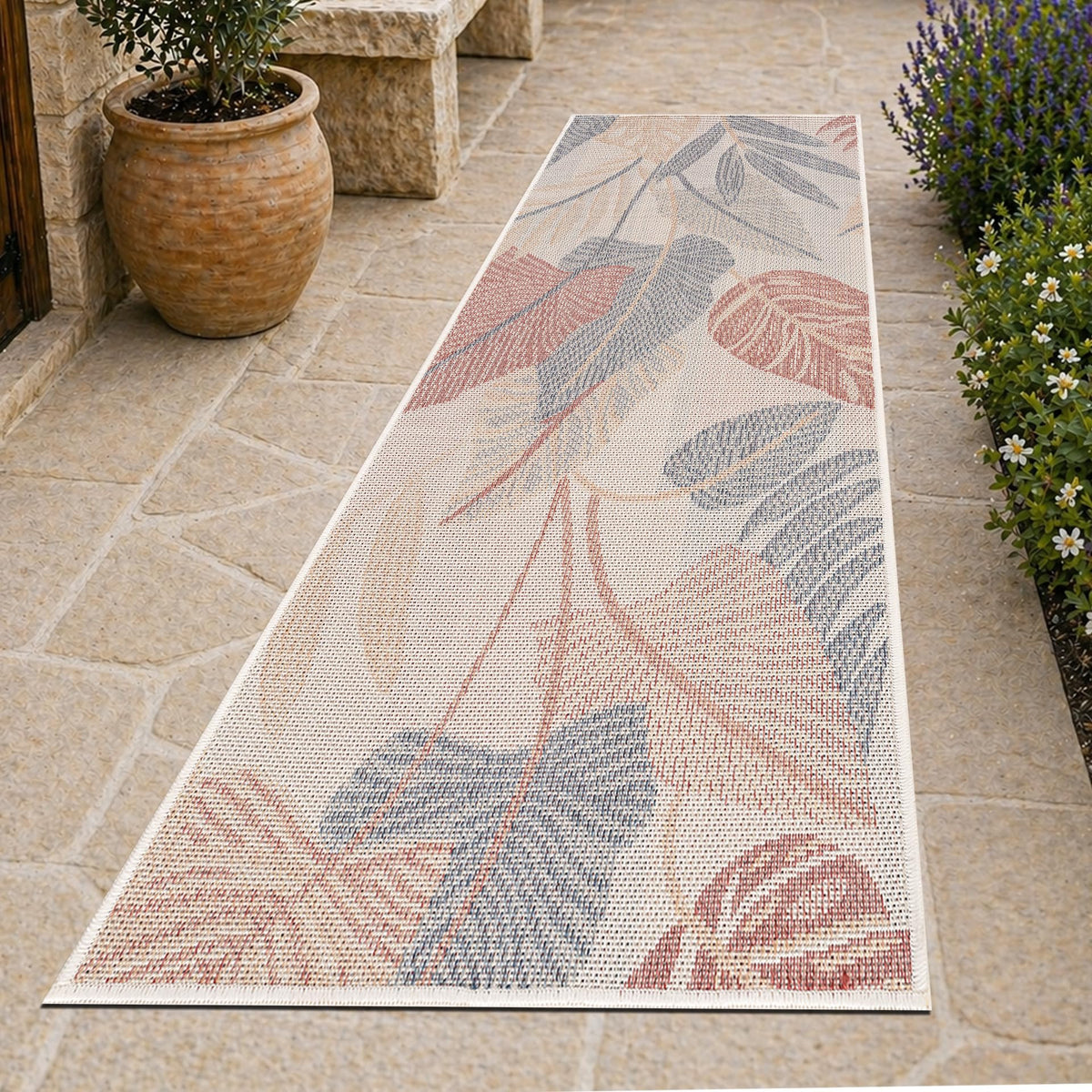 Loom&Crate Washable Indoor Outdoor Area Rug 12x15, Patio Rug, Red Orven