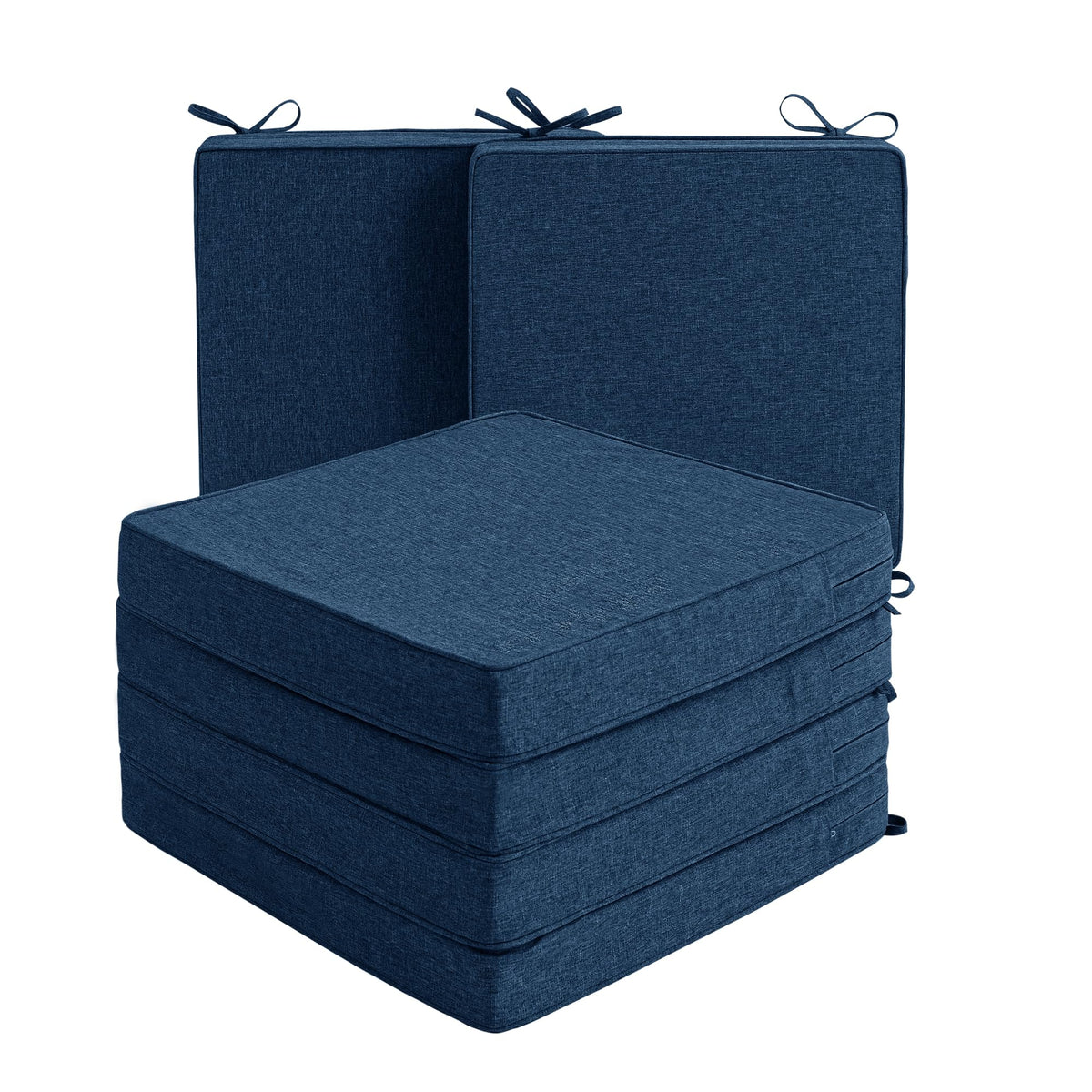 Outdoor Chair Cushions, Set of 4, 19 x 19 Inch, Navy Blue