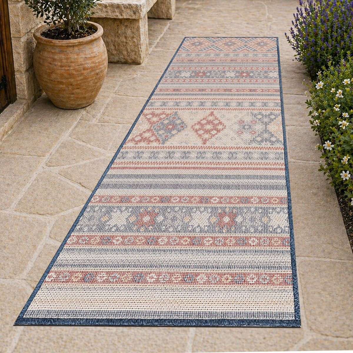 Loom&Crate Washable Indoor Outdoor Area Rug 12x15, Patio Rug, Red Orven