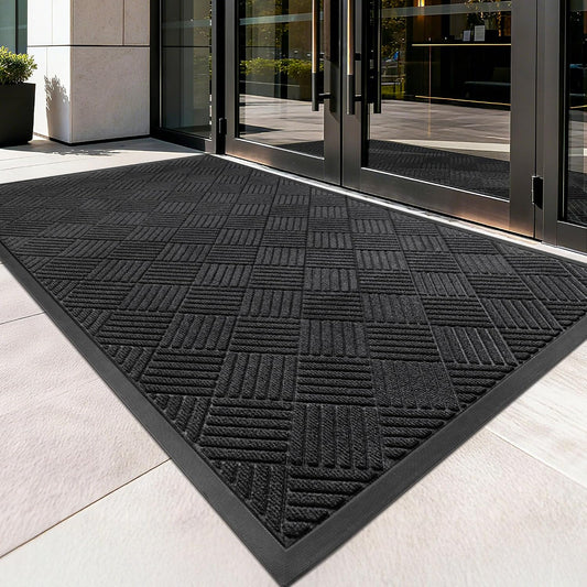 100pointONE Front Door Mat, Heavy Duty Indoor Outdoor Doormat, 60" x 36" Low Profile Outdoor Mats for Home Entrance, Stain and Fade Resistant Welcome Mat Ideal for High Traffic Area, Diamond Black