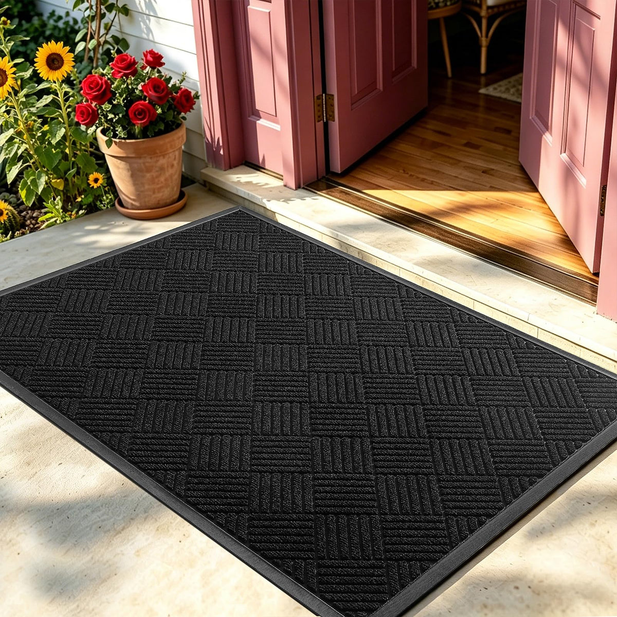 Front Door Mat, Heavy Duty Non-Slip Doormat 29.5"x17", Grey