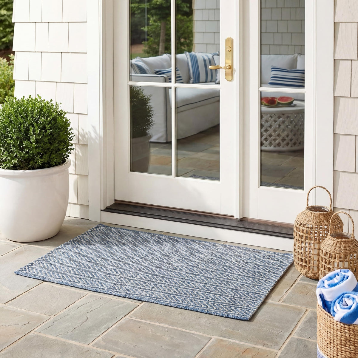 SAFAVIEH Courtyard Outdoor Area Rug 5'3"x7'7", Natural & Cream CY8022-03012