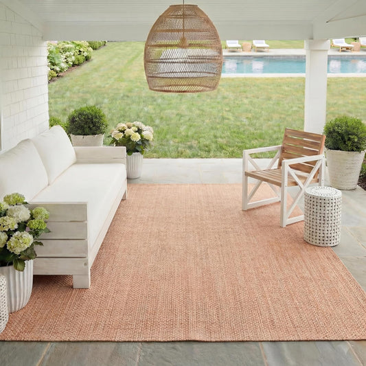 SAFAVIEH Washable Rug Outdoor Courtyard Collection - 8' x 10', Natural & Cream, Non-Shedding & Easy Cleaning, Ideal for Patio, Backyard, Mudroom, DIning Space (CY8521-03012)