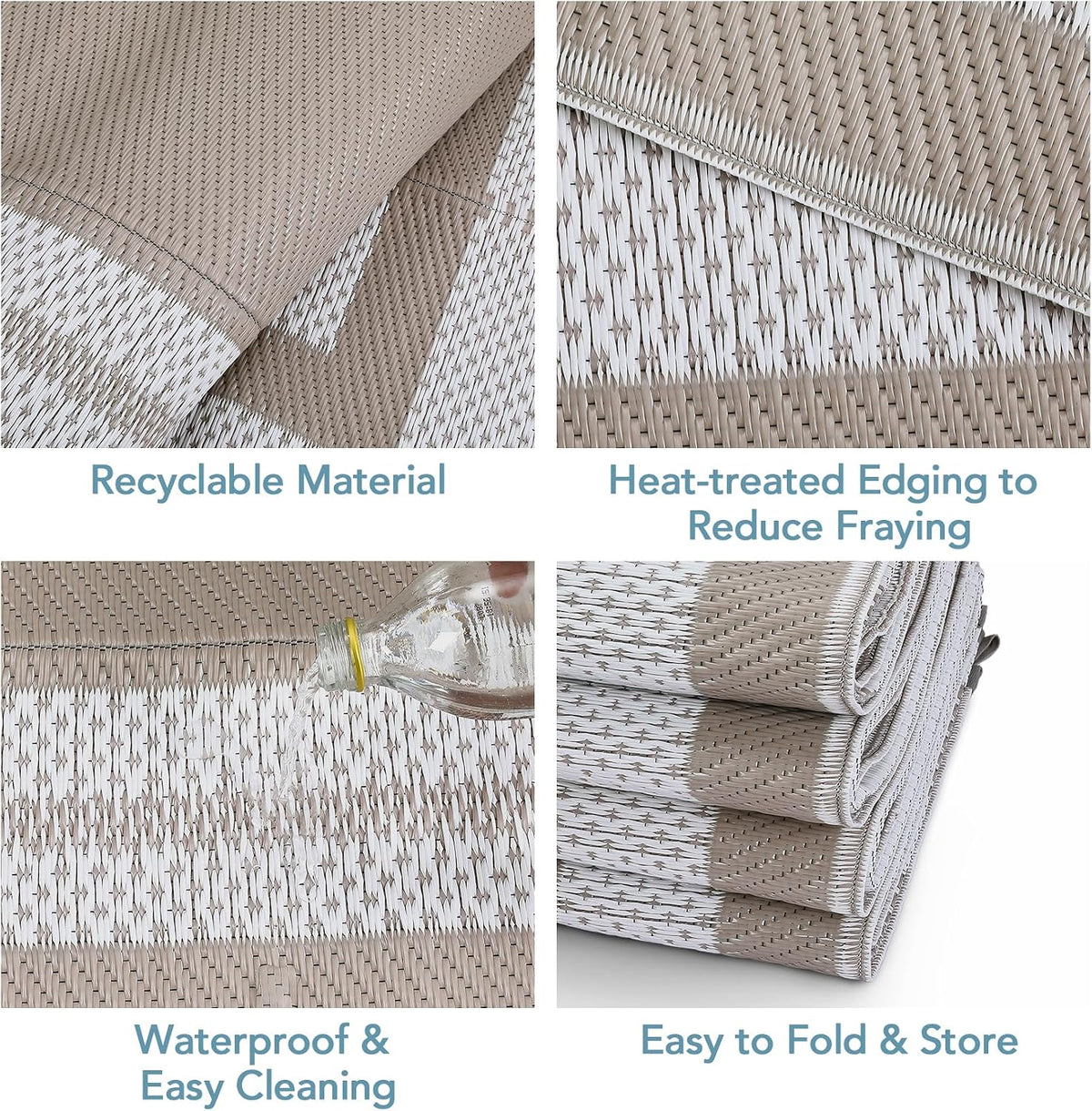 Garvee 9x12 Outdoor Patio Rug Plastic Straw Rug Waterproof Panel Grey Brown