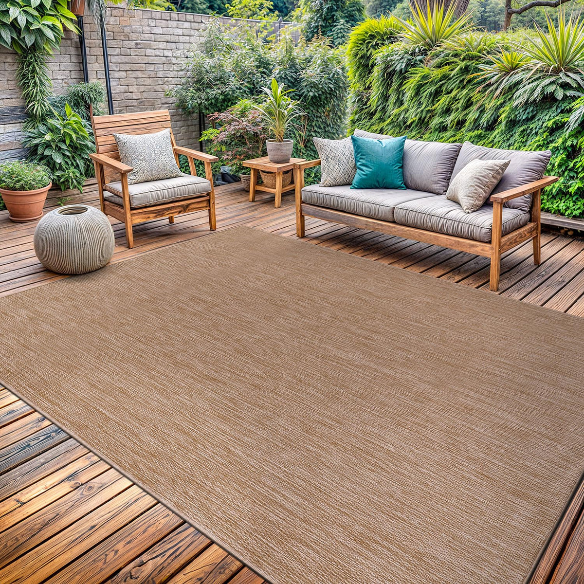 Washable Indoor Outdoor Rug 9x12 Weather Resistant Area Rugs Modern Solid for Porch Deck Balcony Backyard Patio Outside Carpet (9 X 12 Aqua Blue)