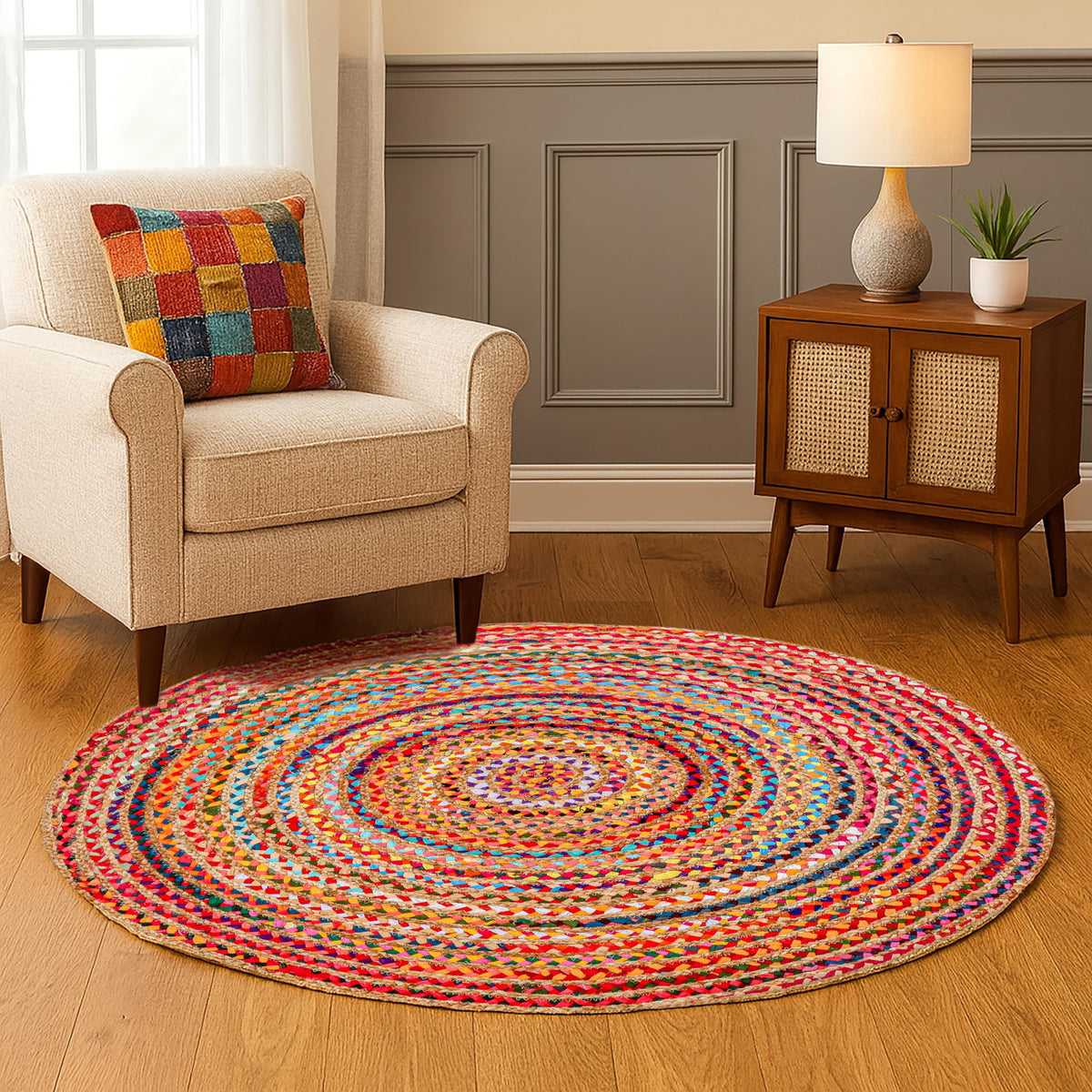 Hausattire Jute Braided Woven Kitchen Rug 2x3 Feet - Natural