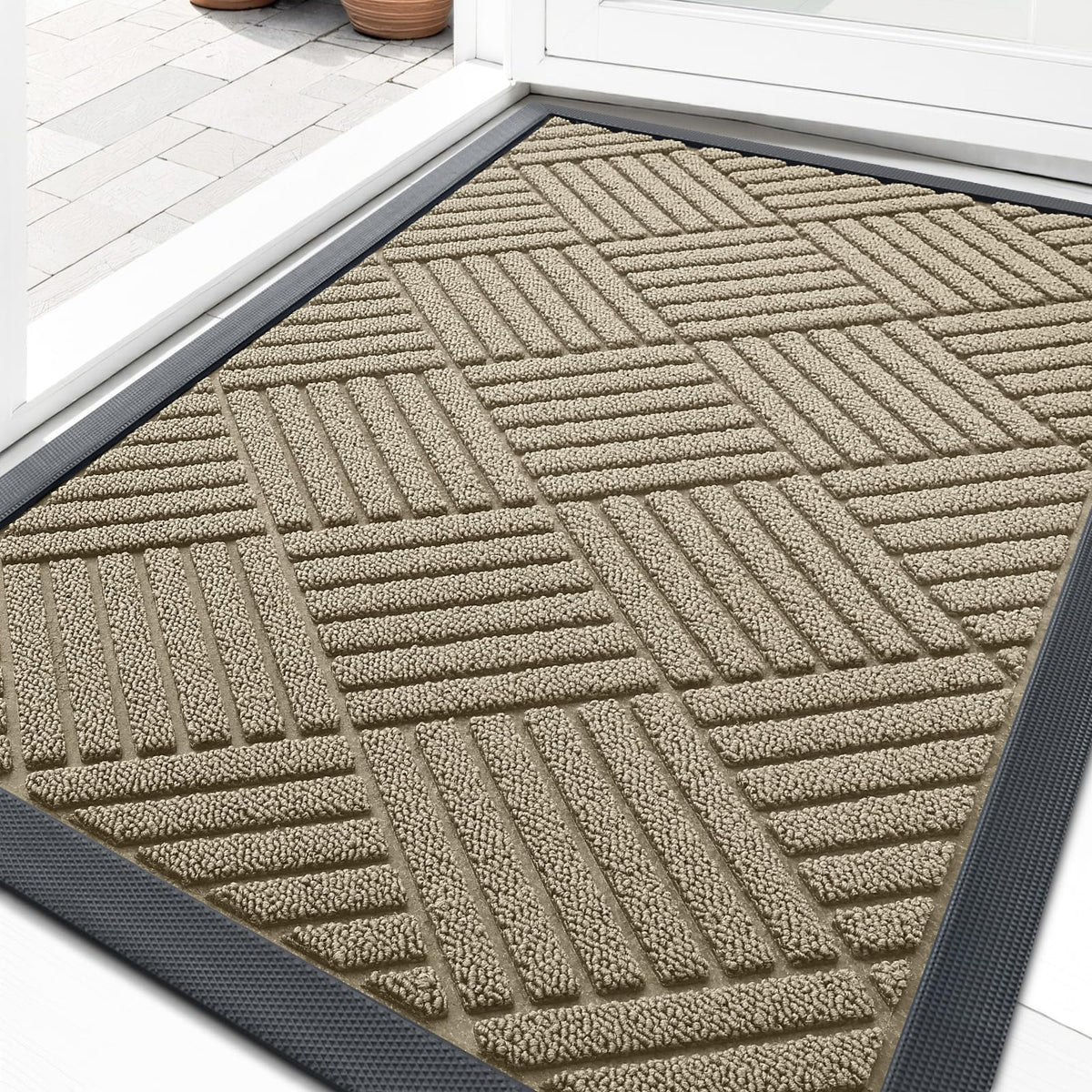 OLANLY Front Door Mat Outside Entrance, Waterproof Heavy-Duty Doormat