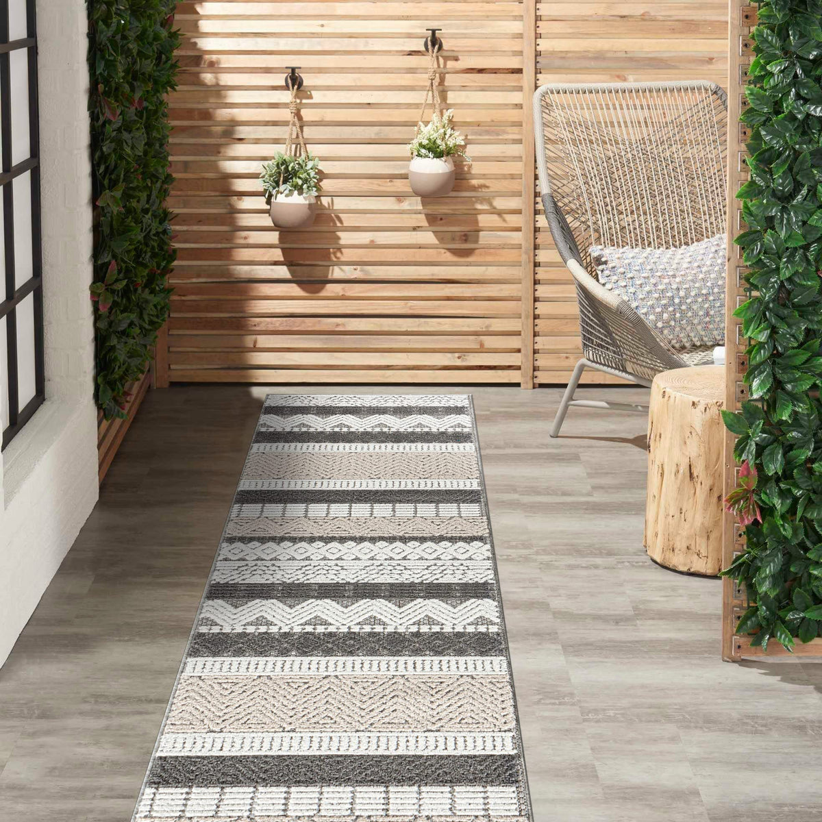 Rugshop Marbella Indoor/Outdoor Contemporary Boho Area Rug Gray 7'10" x 10'