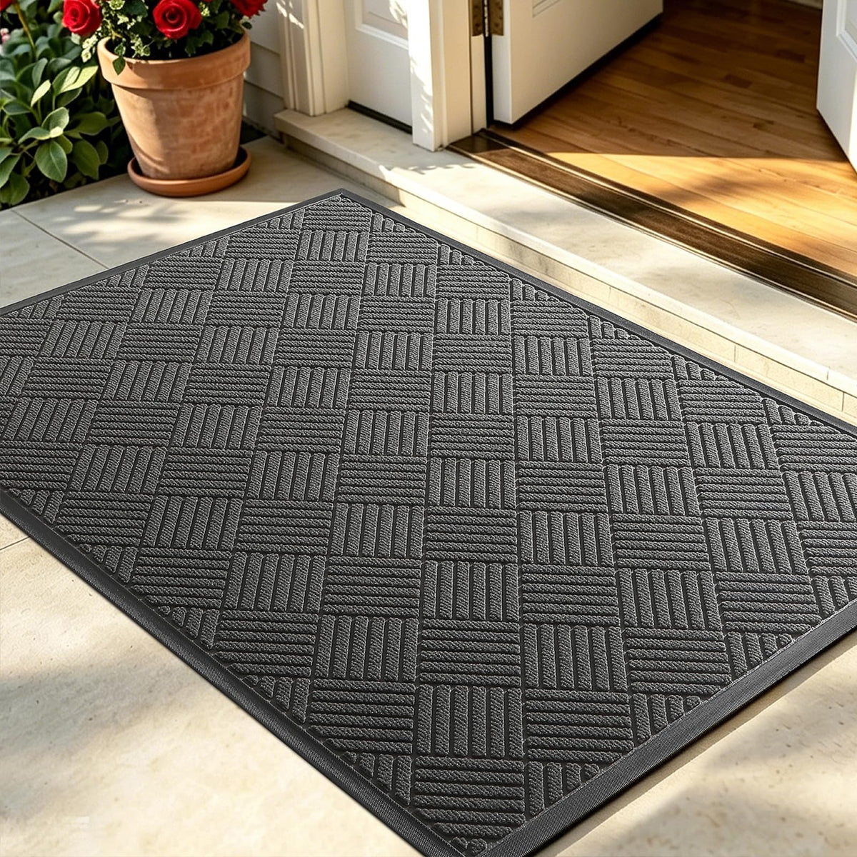 Front Door Mat, Heavy Duty Non-Slip Doormat 29.5"x17", Grey