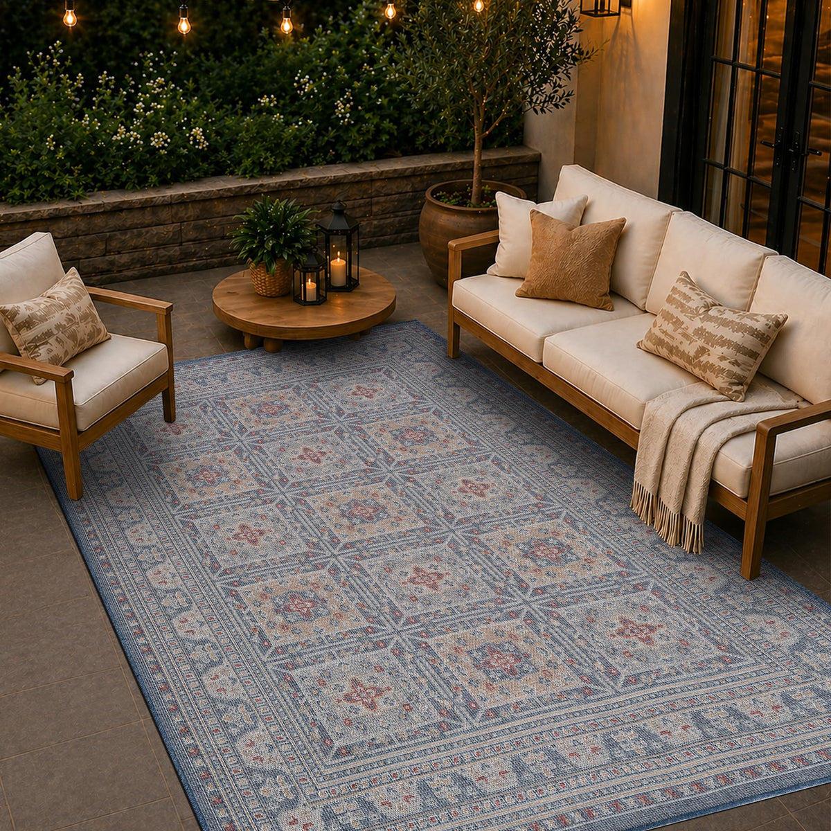 Loom&Crate Washable Indoor Outdoor Area Rug 12x15, Patio Rug, Red Orven