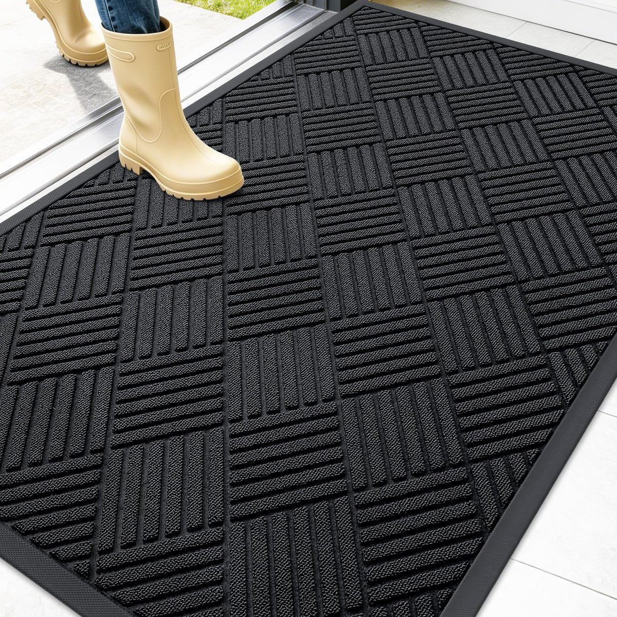 OLANLY Front Door Mat Outside Entrance, Waterproof Heavy-Duty Doormat