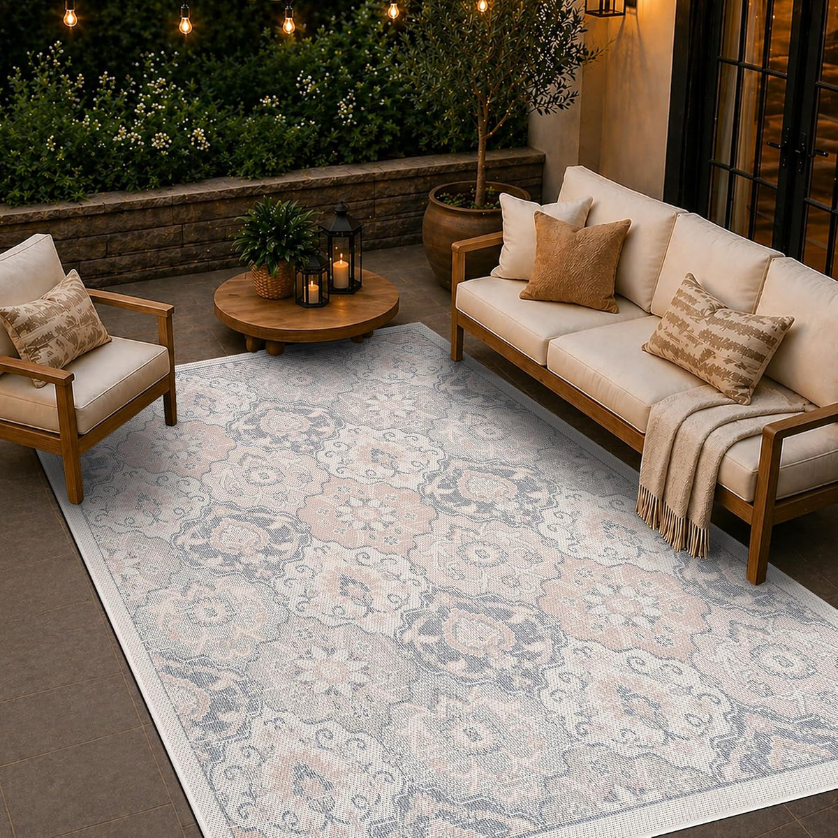 Loom&Crate Washable Indoor Outdoor Area Rug 12x15, Patio Rug, Red Orven