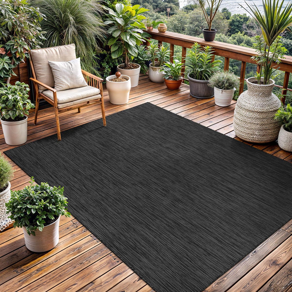 Washable Indoor Outdoor Rug 9x12 Weather Resistant Area Rugs Modern Solid for Porch Deck Balcony Backyard Patio Outside Carpet (9 X 12 Aqua Blue)