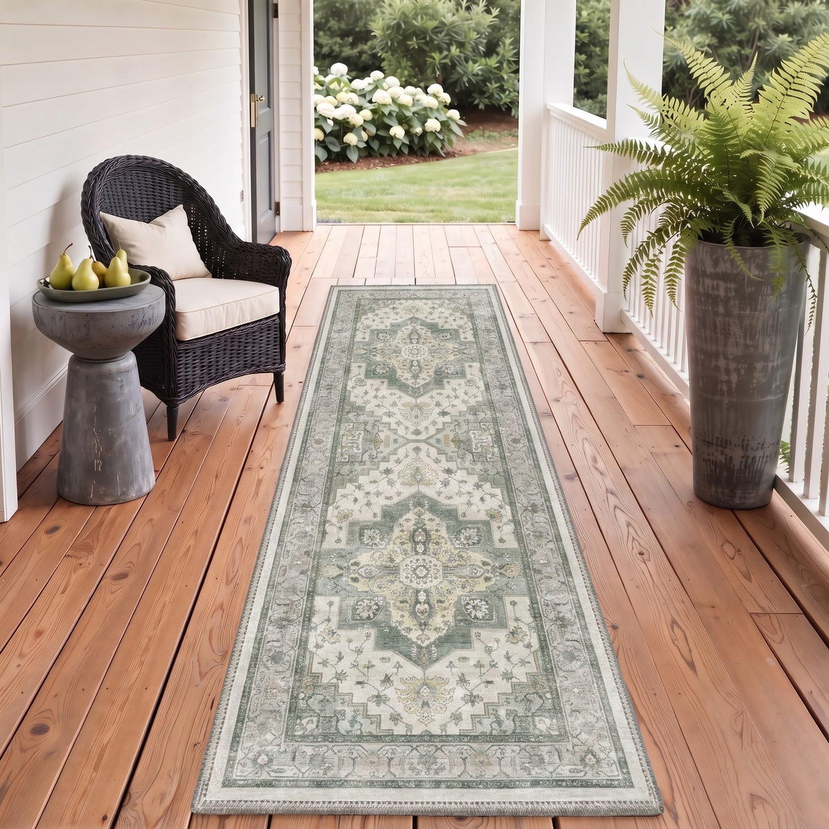 GENIMO 5x8 Outdoor Rug, Washable for Patio and Deck, Light Blue