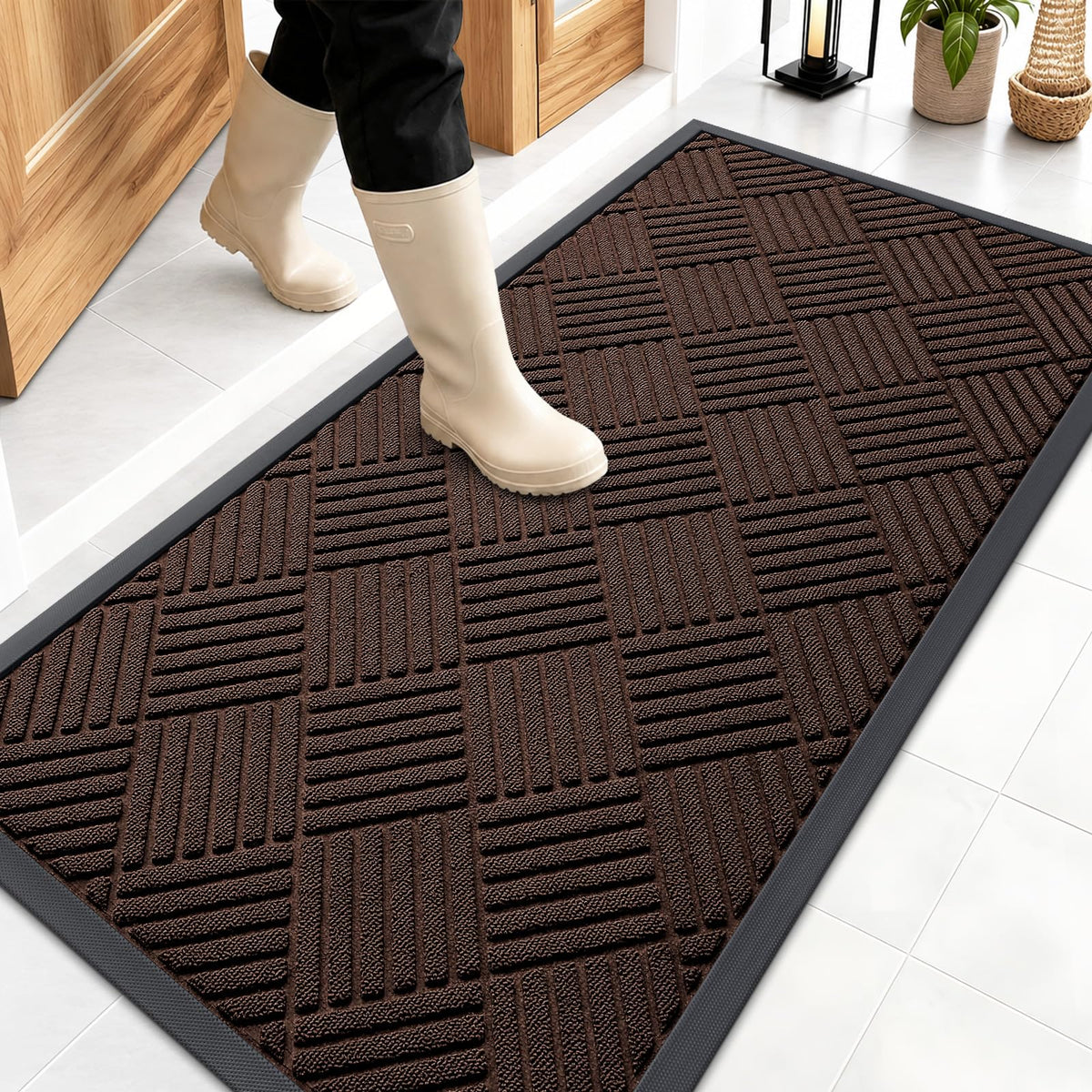 OLANLY Front Door Mat Outside Entrance, Waterproof Heavy-Duty Doormat
