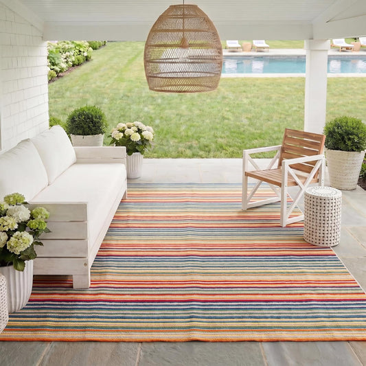 SAFAVIEH Washable Rug Outdoor Cabana Collection - 8' x 10', Ivory & Green, Non-Shedding & Easy to Clean, Ideal for Patio, Backyard, Mudroom (CBN323A)