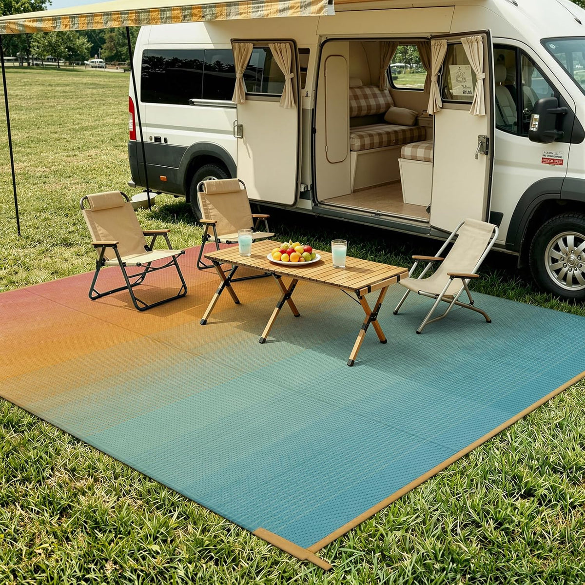 Lahome Extra Large Outdoor Rug 8x10 Patio Waterproof,Reversible Camping Rug
