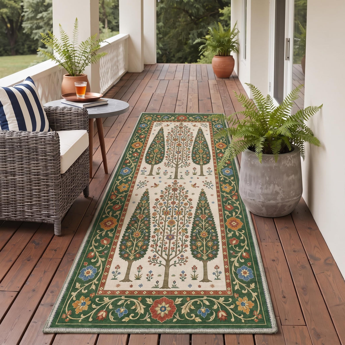 GENIMO 5x8 Outdoor Rug, Washable for Patio and Deck, Light Blue