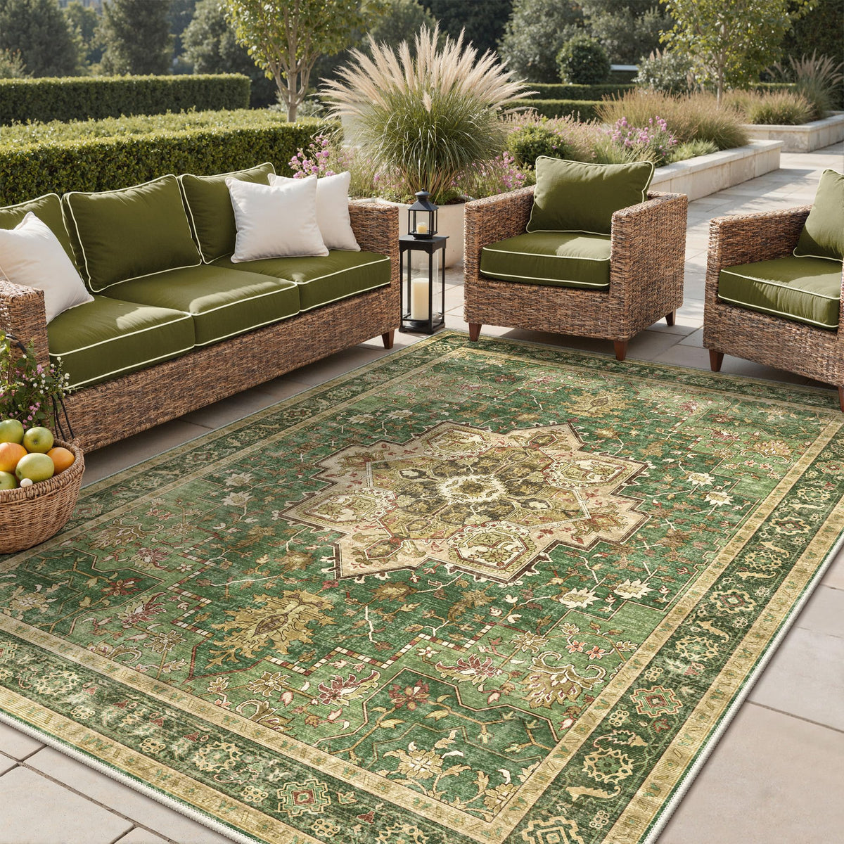 GENIMO 5x8 Outdoor Rug, Washable for Patio and Deck, Light Blue