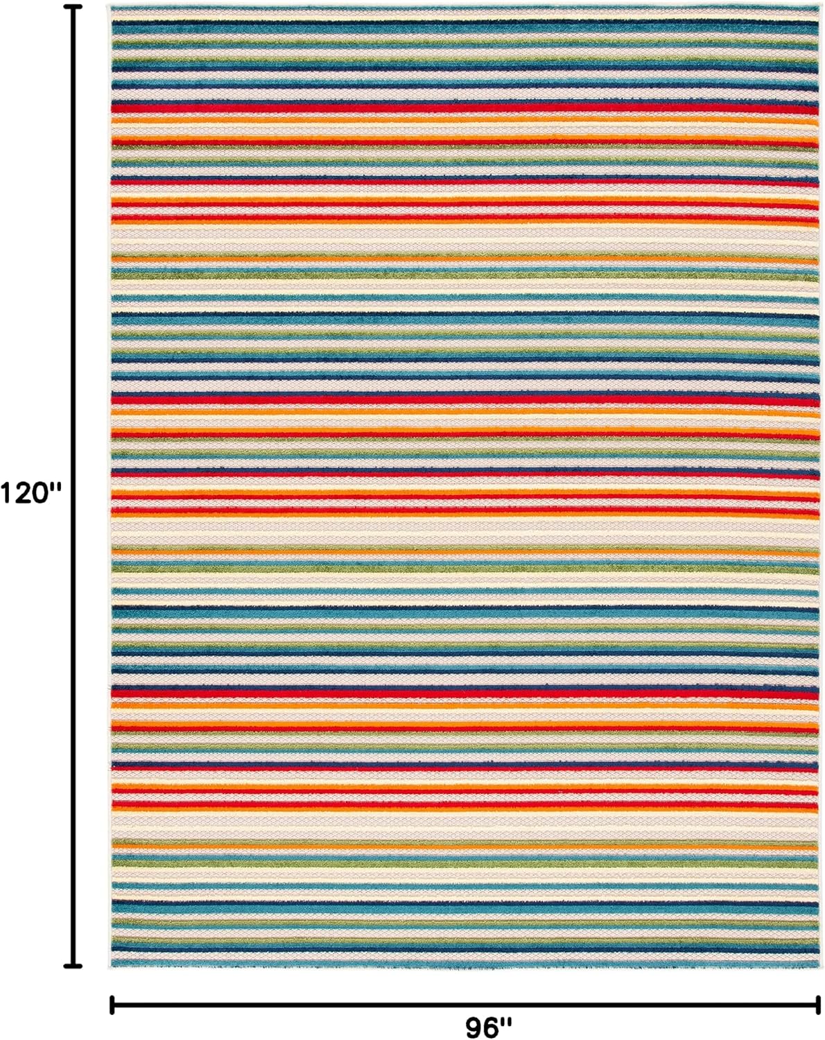 SAFAVIEH Washable Rug Outdoor Cabana Collection - 8' x 10', Ivory & Green, Non-Shedding & Easy to Clean, Ideal for Patio, Backyard, Mudroom (CBN323A)