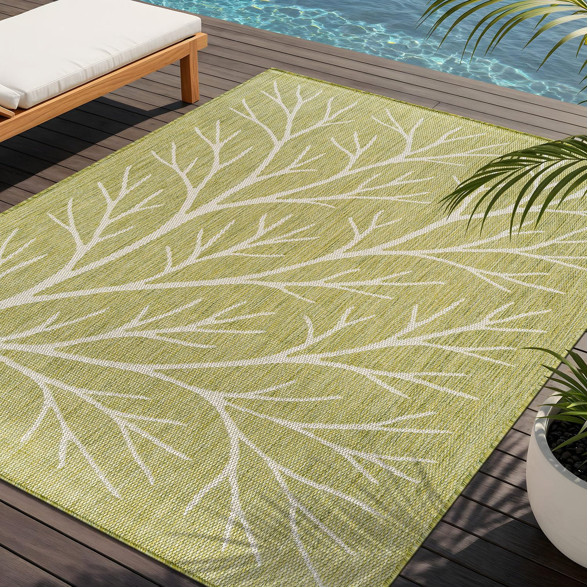 Washable Indoor Outdoor Rug 9x12 Weather Resistant Area Rugs Modern Solid for Porch Deck Balcony Backyard Patio Outside Carpet (9 X 12 Aqua Blue)